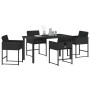 Conjunto de Comedor de Jardín con cojín 5 pcs Negro Poliratán