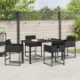 Conjunto de Comedor de Jardín con cojín 5 pcs Negro Poliratán