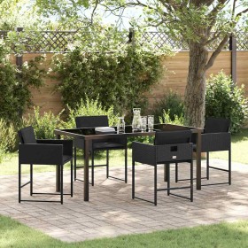 Conjunto de Comedor de Jardín con cojín 5 pcs Negro Poliratán Conjunto de Comedor de Jardín con cojín 5 pcs Negro Poliratán