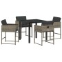 Conjunto de Comedor de Jardín con cojín 5 pcs Gris Poliratán