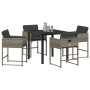 Conjunto de Comedor de Jardín con cojín 5 pcs Gris Poliratán