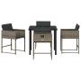 Conjunto de Comedor de Jardín con cojín 5 pcs Gris Poliratán
