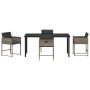Conjunto de Comedor de Jardín con cojín 5 pcs Gris Poliratán