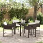 Conjunto de Comedor de Jardín con cojín 5 pcs Marrón Poliratán