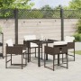 Conjunto de Comedor de Jardín con cojín 5 pcs Marrón Poliratán