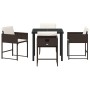 Conjunto de Comedor de Jardín con cojín 5 pcs Marrón Poliratán