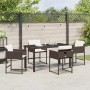 Conjunto de Comedor de Jardín con cojín 5 pcs Marrón Poliratán