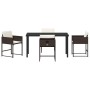Conjunto de Comedor de Jardín con cojín 5 pcs Marrón Poliratán