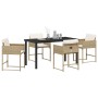 Conjunto de Comedor de Jardín con cojín 5 pcs Beige Poliratán