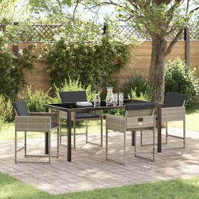 Conjunto de Comedor de Jardín 5 pcs Gris claro Poliratán