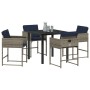 Conjunto de Comedor de Jardín con cojín 5 pcs Gris Poliratán