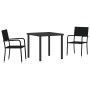 Conjunto de Comedor de Jardín 3 pcs Negro Poliratán