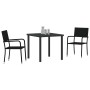 Conjunto de Comedor de Jardín 3 pcs Negro Poliratán