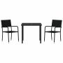 Conjunto de Comedor de Jardín 3 pcs Negro Poliratán