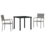 Conjunto de Comedor de Jardín 3 pcs Gris Poliratán
