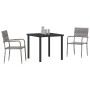 Conjunto de Comedor de Jardín 3 pcs Gris Poliratán