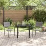 Conjunto de Comedor de Jardín 3 pcs Gris Poliratán