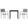 Conjunto de Comedor de Jardín 3 pcs Gris Poliratán