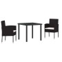 Conjunto de Comedor de Jardín con cojín 3 pcs Negro Poliratán