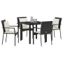 Conjunto de Comedor de Jardín con cojín 5 pcs Negro Poliratán