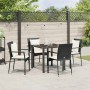 Conjunto de Comedor de Jardín con cojín 5 pcs Negro Poliratán