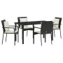 Conjunto de Comedor de Jardín con cojín 5 pcs Negro Poliratán