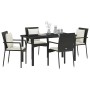 Conjunto de Comedor de Jardín con cojín 5 pcs Negro Poliratán