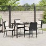 Conjunto de Comedor de Jardín con cojín 5 pcs Negro Poliratán