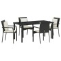 Conjunto de Comedor de Jardín con cojín 5 pcs Negro Poliratán en Conjuntos de jardín | Comprar online en Foro24