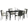 Conjunto de Comedor de Jardín con cojín 5 pcs Negro Poliratán en Conjuntos de jardín | Comprar online en Foro24