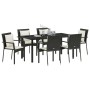 Conjunto de Comedor de Jardín con cojín 7 pcs Negro Poliratán en Conjuntos de jardín | Comprar online en Foro24