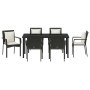 Conjunto de Comedor de Jardín con cojín 7 pcs Negro Poliratán en Conjuntos de jardín | Comprar online en Foro24