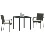 Conjunto de Comedor de Jardín con cojín 3 pcs Negro Poliratán