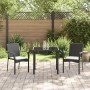 Conjunto de Comedor de Jardín con cojín 3 pcs Negro Poliratán
