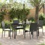 Conjunto de Comedor de Jardín con cojín 5 pcs Negro Poliratán