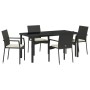 Conjunto de Comedor de Jardín con cojín 5 pcs Negro Poliratán