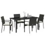 Conjunto de Comedor de Jardín con cojín 5 pcs Negro Poliratán
