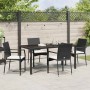 Conjunto de Comedor de Jardín con cojín 5 pcs Negro Poliratán