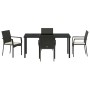 Conjunto de Comedor de Jardín con cojín 5 pcs Negro Poliratán