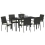 Conjunto de Comedor de Jardín con cojín 7 pcs Negro Poliratán