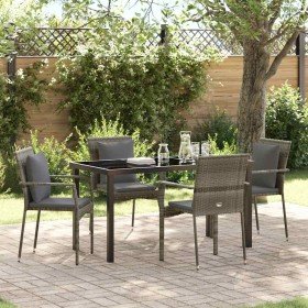 Conjunto de Comedor de Jardín con cojín 5 pcs Gris Poliratán en Conjuntos de jardín | Comprar online en Foro24