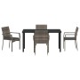 Conjunto de Comedor de Jardín con cojín 5 pcs Gris Poliratán
