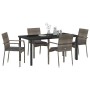 Conjunto de Comedor de Jardín con cojín 5 pcs Gris Poliratán