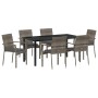 Conjunto de Comedor de Jardín con cojín 7 pcs Gris Poliratán