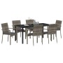 Conjunto de Comedor de Jardín con cojín 7 pcs Gris Poliratán