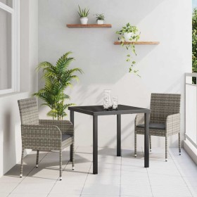 Conjunto de Comedor de Jardín con cojín 3 pcs Gris Poliratán Conjunto de Comedor de Jardín con cojín 3 pcs Gris Poliratán