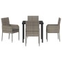 Conjunto de Comedor de Jardín con cojín 5 pcs Gris Poliratán