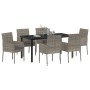 Conjunto de Comedor de Jardín con cojín 7 pcs Gris Poliratán