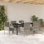 Conjunto de Comedor de Jardín con cojín 7 pcs Gris Poliratán