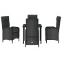 Conjunto de Comedor de Jardín con cojín 5 pcs Negro Poliratán